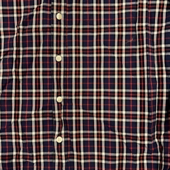 J‎ CREW Button Down Navy Blue Red Plaid Slim Fit Cotton Preppy Size Large - Picture 2 of 3